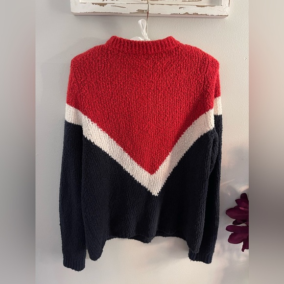 Faherty Red/White/Navy Cotton Blend Crewneck Sweater Size M - Picture 3 of 16